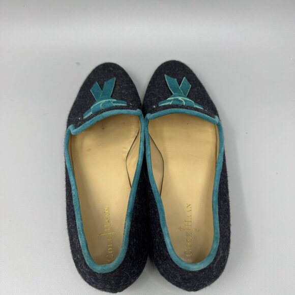 Cole Haan Sabrina Wool Charcoal Gray Teal Loafers Slip On Flats Women’s Sz 6B - Picture 8 of 10